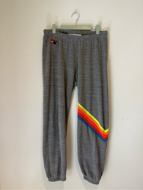 Aviator Nation Pants - Aviator Nation 5- Stripe Grey Sweatpants- Sz L
